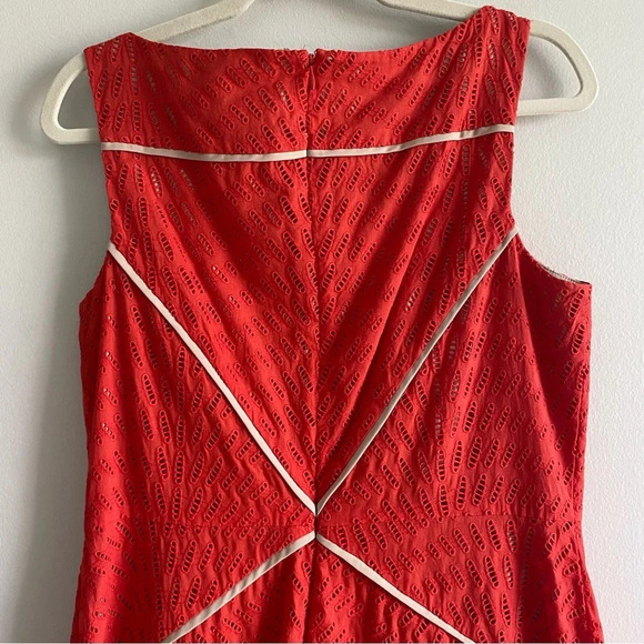 VINCE Camuto 100% Cotton Eyelet Orange Sleeveless Fit & Flare Mini Dress Size 10 - Picture 7 of 13